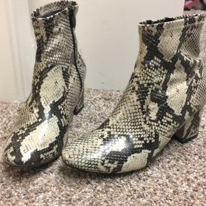 Faux Snakeskin booties (Worn Once)